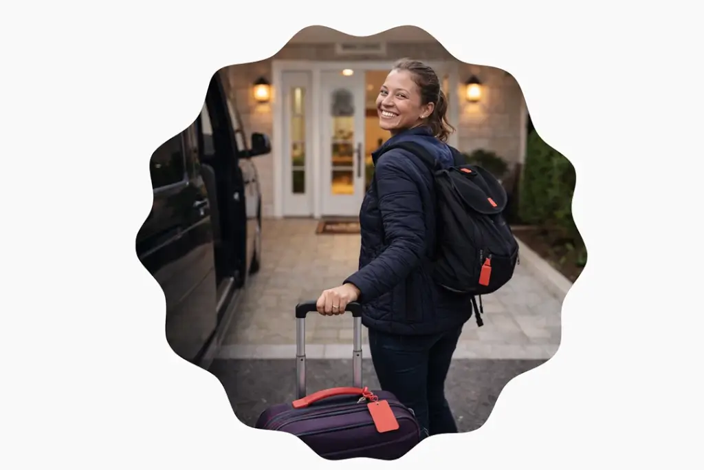 Traveller arriving home from cape town international airport