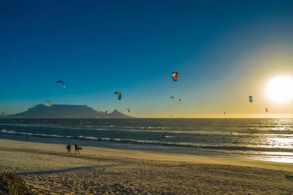 Kite and wind surfing at Big Bay Beach Bloubergstrand